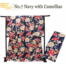 將圖片載入圖庫檢視器 Women’s Nishaku-sode Kimono – Washable Long-Sleeve Japanese Kimono, Chrysanthemum, Camellias floral design, Wisteria Top for Graduation, Formal Events &amp; Kimono Outfit Coordination

