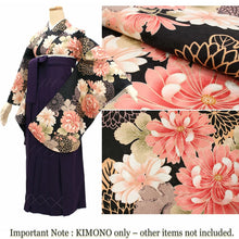 將圖片載入圖庫檢視器 Women’s Nishaku-sode Kimono – Washable Long-Sleeve Japanese Kimono, Chrysanthemum, Camellias floral design, Wisteria Top for Graduation, Formal Events &amp; Kimono Outfit Coordination
