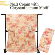 將圖片載入圖庫檢視器 Women’s Nishaku-sode Kimono – Washable Long-Sleeve Japanese Kimono, Chrysanthemum, Camellias floral design, Wisteria Top for Graduation, Formal Events &amp; Kimono Outfit Coordination
