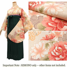 將圖片載入圖庫檢視器 Women’s Nishaku-sode Kimono – Washable Long-Sleeve Japanese Kimono, Chrysanthemum, Camellias floral design, Wisteria Top for Graduation, Formal Events &amp; Kimono Outfit Coordination

