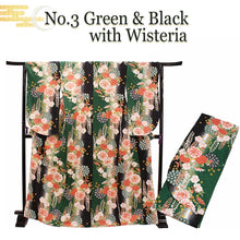 將圖片載入圖庫檢視器 Women’s Nishaku-sode Kimono – Washable Long-Sleeve Japanese Kimono, Chrysanthemum, Camellias floral design, Wisteria Top for Graduation, Formal Events &amp; Kimono Outfit Coordination
