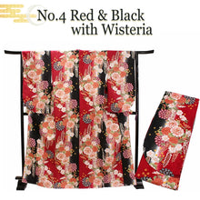 將圖片載入圖庫檢視器 Women’s Nishaku-sode Kimono – Washable Long-Sleeve Japanese Kimono, Chrysanthemum, Camellias floral design, Wisteria Top for Graduation, Formal Events &amp; Kimono Outfit Coordination
