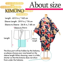將圖片載入圖庫檢視器 Women’s Nishaku-sode Kimono – Washable Long-Sleeve Japanese Kimono, Chrysanthemum, Camellias floral design, Wisteria Top for Graduation, Formal Events &amp; Kimono Outfit Coordination
