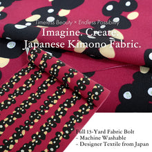 將圖片載入圖庫檢視器 Washable Japanese Kimono Fabric Bolt – Vibrant Red Camellia Retro Design – 13-Yard Polyester for Custom Kimono &amp; Sewing
