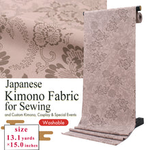 画像をギャラリービューアに読み込む, Washable Japanese Kimono Fabric Bolt – Dusty Pink Beige Peony &amp; Arabesque Floral Design – 13-Yard Summer Ro Fabric for Custom Kimono &amp; Sewing
