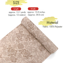 画像をギャラリービューアに読み込む, Washable Japanese Kimono Fabric Bolt – Cream Beige Peony Arabesque &amp; Plum Bamboo Motifs – 13-Yard Polyester for Custom Kimono &amp; Sewing
