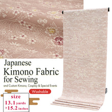 画像をギャラリービューアに読み込む, Washable Japanese Kimono Fabric Bolt – Dusty Pink Flowing Water &amp; Chrysanthemum Design – 13-Yard Lightweight Textile for Custom Kimono &amp; Sewing
