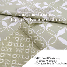 將圖片載入圖庫檢視器 Washable Japanese Kimono Fabric Bolt – Matcha Green Shippo Geometric Design – 13-Yard Lightweight Textile for Custom Kimono &amp; Sewing

