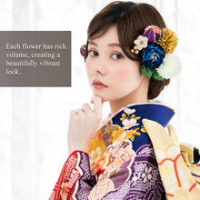 將圖片載入圖庫檢視器 Japanese Kanzashi Hair Accessory Set (12 pcs) – Soft Ranunculus Blossoms &amp; Chirimen Fabric Ornaments for Kimono, Weddings &amp; Celebrations
