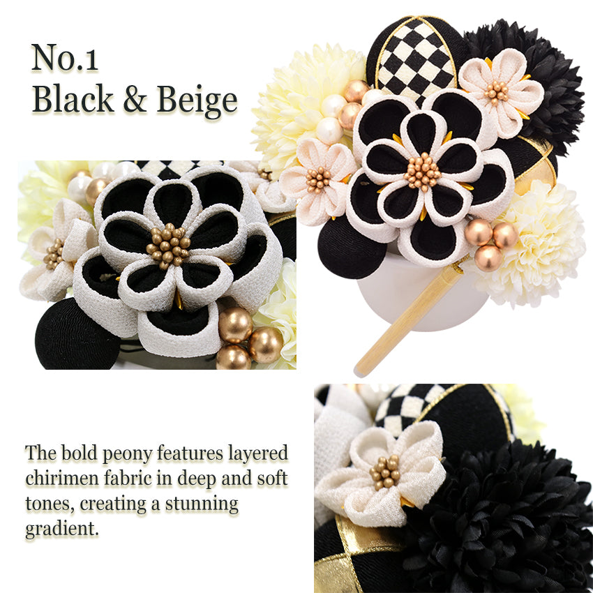 Japanese Hair Accessory Ornament Set for Women, 12-Piece Floral Accessories with Multi-Color Tassel – Perfect for Kimono, featuring peony flowers, Wedding, Graduation & Special Japanese Occasions