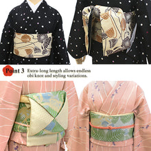 画像をギャラリービューアに読み込む, Two Looks in One Obi — A Reversible, Easy-Tie Japanese Belt with Playful, Artistic Designs, Lotus, Dinosaur Fossils pattern, Kiryu Weaving, Made in Japan
