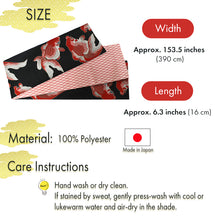 画像をギャラリービューアに読み込む, Reversible Japanese Hanhaba Obi Belt – Easy Tie for Yukata &amp; Kimono, Kiryu Weaving, Fujin Raijin &amp; Goldfish Design, Made in Japan
