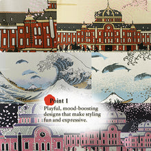 画像をギャラリービューアに読み込む, Reversible Japanese Obi Belt for Yukata &amp; Kimono – Easy Tie Hanhaba Obi, Made in Japan, Kiryu Weaving, Modern Two-Way Design, Tokyo Station, cherry blossoms, Mt. Fuji, Waves pattern
