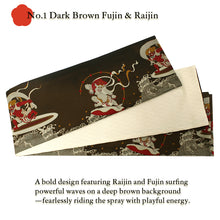 画像をギャラリービューアに読み込む, Reversible Japanese Hanhaba Obi Belt – Easy Tie for Yukata &amp; Kimono, Kiryu Weaving, Fujin Raijin &amp; Goldfish Design, Made in Japan
