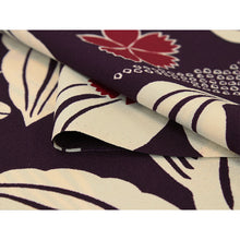 画像をギャラリービューアに読み込む, Washable Japanese Kimono Fabric Bolt – Rich Purple Lily &amp; Nadeshiko Floral Design – 13-Yard Polyester for Custom Kimono &amp; Sewing

