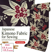 画像をギャラリービューアに読み込む, Washable Japanese Kimono Fabric Bolt – Rich Purple Lily &amp; Nadeshiko Floral Design – 13-Yard Polyester for Custom Kimono &amp; Sewing
