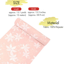 將圖片載入圖庫檢視器 Washable Japanese Kimono Fabric Bolt – Pink with White Clematis Design – 13-Yard Polyester for Custom Kimono &amp; Sewing
