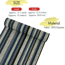 画像をギャラリービューアに読み込む, Washable Japanese Kimono Fabric Bolt – Blue &amp; Black Vertical Stripes with Subtle Arare Texture – Modern 13-Yard Polyester for Custom Kimono &amp; Sewing
