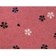 画像をギャラリービューアに読み込む, Washable Japanese Kimono Fabric Bolt – Deep Salmon Pink with Chrysanthemum Pattern &amp; White and Blue Cherry Blossoms – 13-Yard Polyester for Custom Kimono &amp; Sewing
