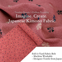 画像をギャラリービューアに読み込む, Washable Japanese Kimono Fabric Bolt – Deep Salmon Pink with Chrysanthemum Pattern &amp; White and Blue Cherry Blossoms – 13-Yard Polyester for Custom Kimono &amp; Sewing
