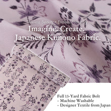 画像をギャラリービューアに読み込む, Washable Japanese Kimono Fabric Bolt – Soft Lavender with Pampas Grass, Bellflower &amp; Maple Motifs – Retro-Inspired 13-Yard Polyester for Custom Kimono &amp; Sewing
