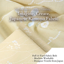 画像をギャラリービューアに読み込む, Washable Japanese Kimono Fabric Bolt – Soft Ochre Hagi &amp; Snow-Ring Motif Design – 13-Yard Polyester for Custom Kimono &amp; Sewing
