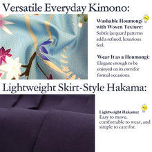將圖片載入圖庫檢視器 Washable Houmongi Kimono &amp; Solid Hakama 2-Piece Set for Women – Elegant Japanese Formal Wear for Ceremonies &amp; Special Occasions

