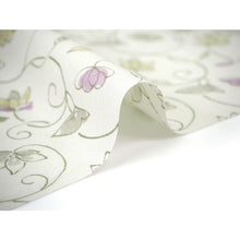 画像をギャラリービューアに読み込む, Washable Japanese Kimono Fabric Bolt – Light Gray with Soft Green &amp; Lavender Floral Arabesque – 13-Yard Polyester for Custom Kimono &amp; Sewing
