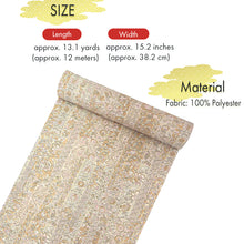 画像をギャラリービューアに読み込む, Washable Japanese Kimono Fabric Bolt – Soft Yellow-Ochre &amp; Light Brown Sarasa Pattern with Floral Arabesque &amp; Pine Bark Diamond Motifs – 13-Yard Polyester for Custom Kimono &amp; Sewing
