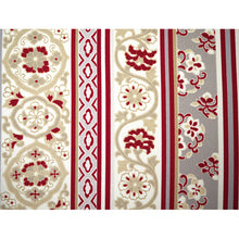 画像をギャラリービューアに読み込む, Washable Japanese Kimono Fabric Bolt – Bold Red Stripe with Floral Sarasa Motif – 13-Yard Polyester Komon Textile for Custom Kimono &amp; Sewing
