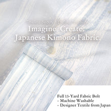 画像をギャラリービューアに読み込む, Washable Japanese Kimono Fabric Bolt – Light Blue Gradient with White Brushstroke Lines &amp; Small Polka Dots – 13-Yard Sheer Summer Polyester for Custom Kimono &amp; Sewing
