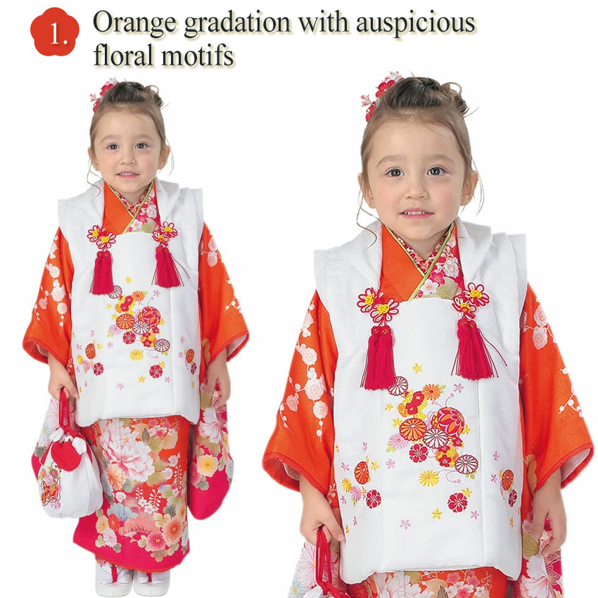 3-Year-Old girls Shichi-Go-San, Japanese Traditional KIDS Kimono 8-Piece Hifu Coat Set for Girls — Complete Ceremony Outfit for Photos, Festivals & Gifts