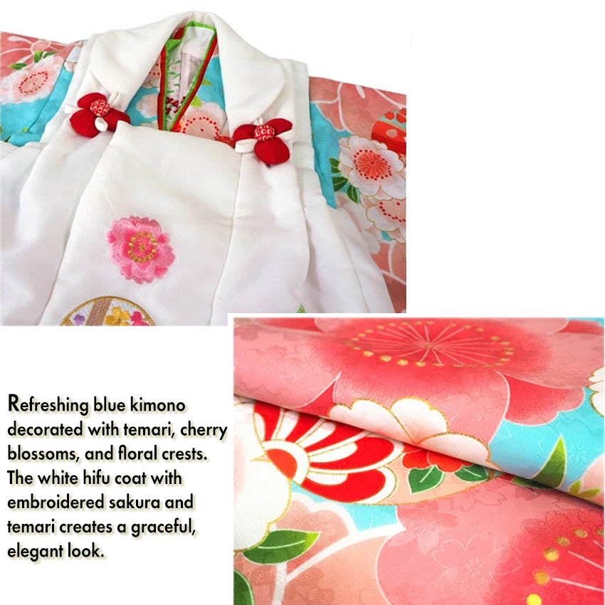 Japanese Traditional KIDS Kimono 8-Piece Hifu Coat Set for Girls