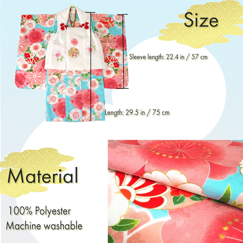【新品】ススコシ - Kimono Suit&Headbandセット 6-12m Japanese Traditional KIDS Kimono 8-Piece Hifu Coat Set for Girls