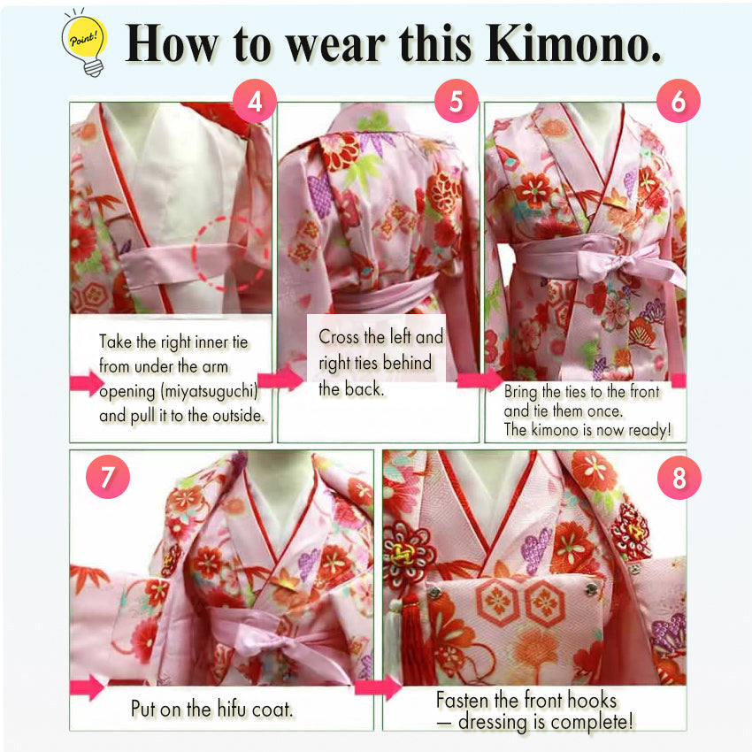 Japanese Traditional KIDS Kimono 8-Piece Hifu Coat Set for Girls
