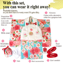 將圖片載入圖庫檢視器 Japanese Traditional KIDS Kimono 8-Piece Hifu Coat Set for Girls — Complete Ceremony Outfit for Photos, Festivals &amp; Gifts
