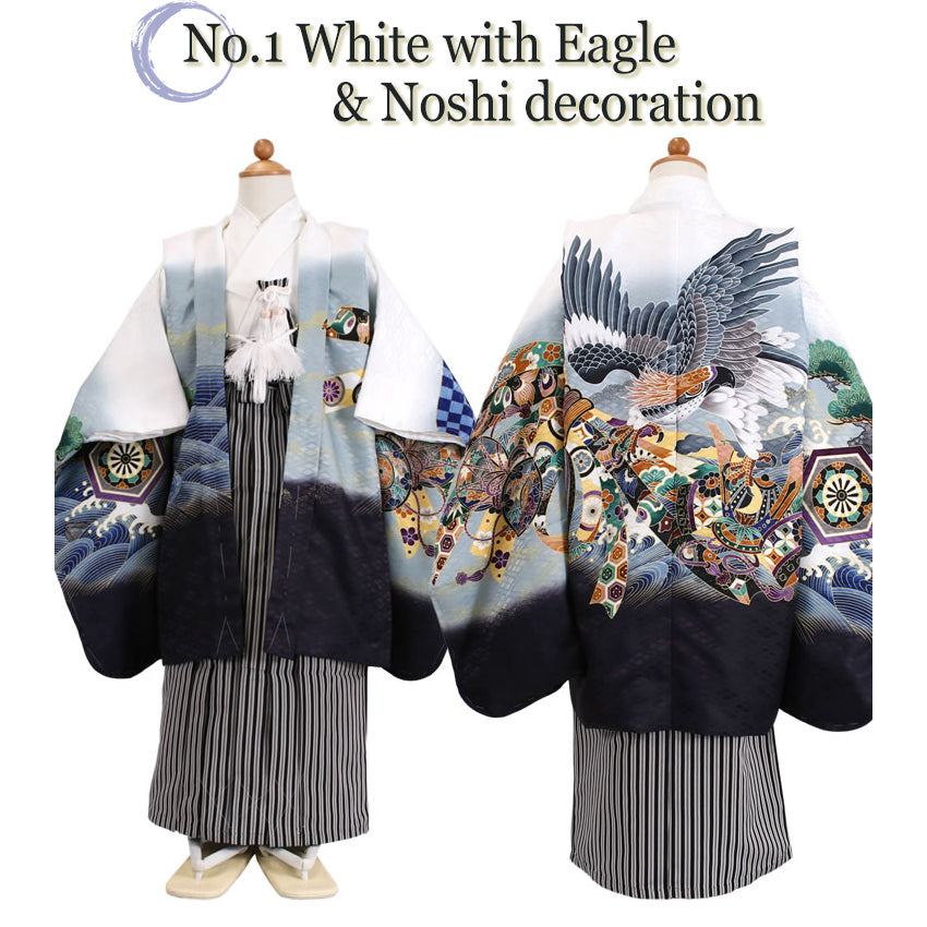 5-Year-Old Boys Shichi-Go-San Kimono, Haori, Hakama Set – 11-Piece Traditional Haori Hakama Outfit for Festivals, Photo Shoots & Gift