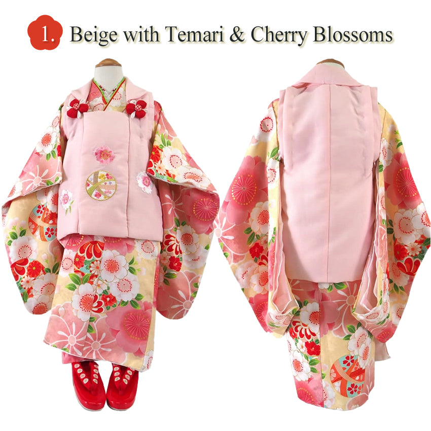 Japanese Traditional KIDS Kimono 8-Piece Hifu Coat Set for Girls — Complete Ceremony Outfit for Photos, Festivals & Gifts