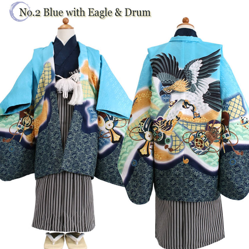 5-Year-Old Boys Shichi-Go-San Kimono, Haori, Hakama Set – 11-Piece Traditional Haori Hakama Outfit for Festivals, Photo Shoots & Gift