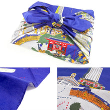 Load image into Gallery viewer, Tokyo Furoshiki Cloth – Retro Showa Tokyo &amp; Modern Tokyo Design, 100% Cotton, Large 38” Wrapping Cloth, Eco Bag &amp; Gift Wrap, Japanese Decor

