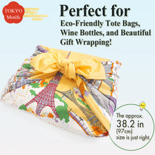 Load image into Gallery viewer, Tokyo Furoshiki Cloth – Retro Showa Tokyo &amp; Modern Tokyo Design, 100% Cotton, Large 38” Wrapping Cloth, Eco Bag &amp; Gift Wrap, Japanese Decor
