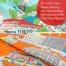 Load image into Gallery viewer, Tokyo Furoshiki Cloth – Retro Showa Tokyo &amp; Modern Tokyo Design, 100% Cotton, Large 38” Wrapping Cloth, Eco Bag &amp; Gift Wrap, Japanese Decor
