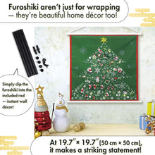 画像をギャラリービューアに読み込む, Festive Furoshiki Duo &amp; Tapestry Rod Set– Wall Art &amp; Gift-Wrap Combo, Cotton Wrapping Square 19.7 in × 19.7 in (50×50 cm), Christmas &amp; New Year Motifs,
