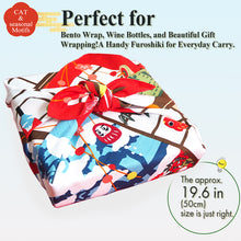 Load image into Gallery viewer, Calico Cat Seasonal Japanese Furoshiki – Lightweight Cotton Wrap Cloth for Gift Wrapping, Bento, and Home Décor | Autumn Leaves, Christmas, New Year, Moon Viewing, Halloween Designs
