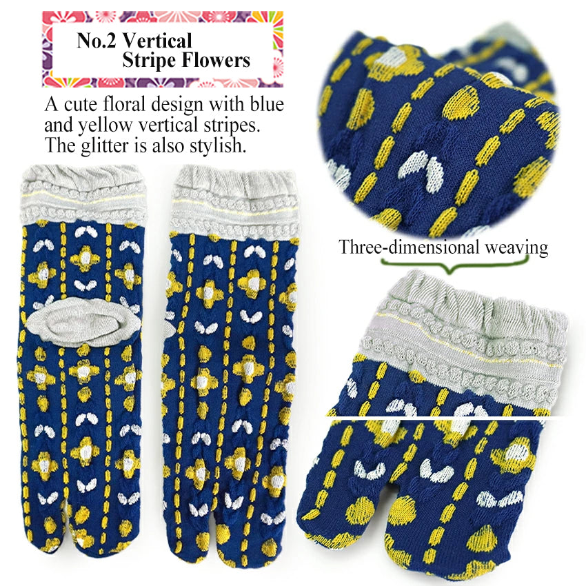 Women’s Japanese Tabi Socks – Split-Toe Cotton Blend, Traditional & Floral Patterns, Comfortable Roomwear & Kimono Accessory”