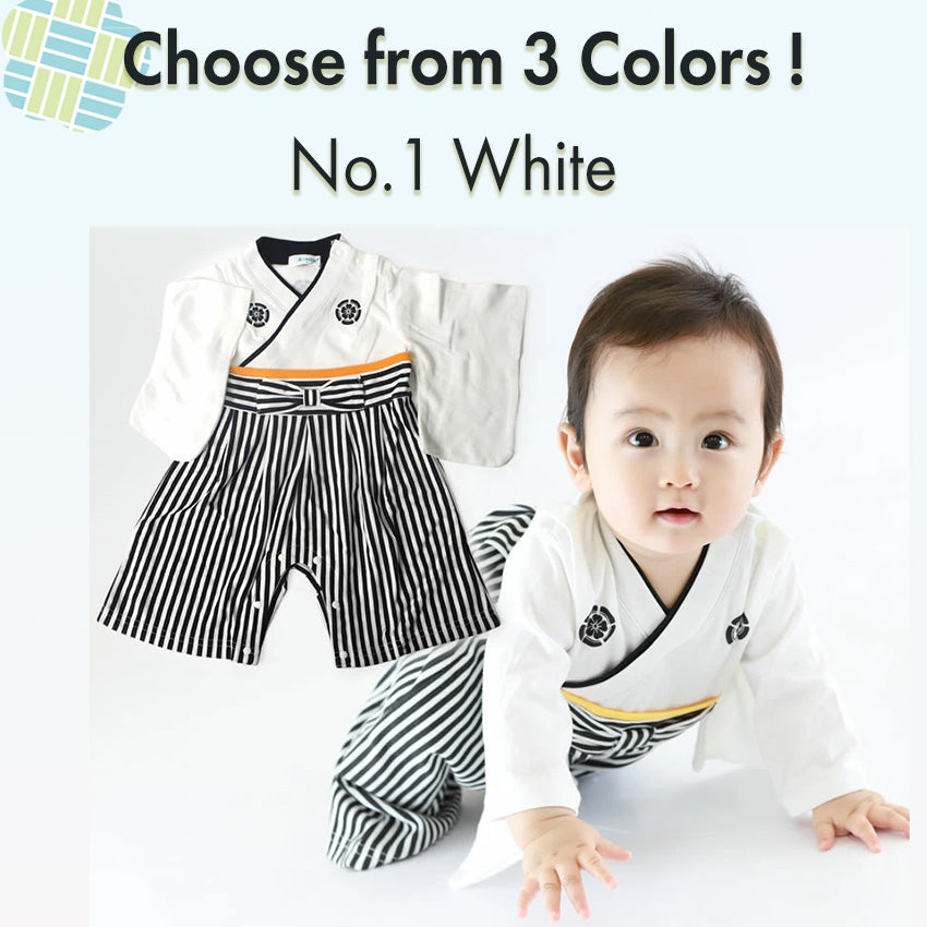 Baby Boy Kimono Romper Suit –, Japanese Costumes Infant, Breathable Cotton Samurai Outfits, 27.5inches-35.4inches Sizes