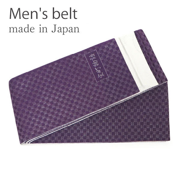 Men's belt ( silver&purple / checkerboard ) Tie it when you wear a yukata or kimono