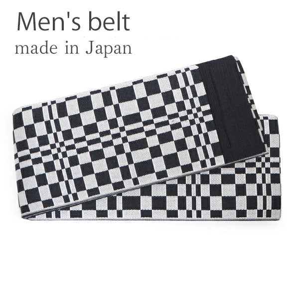 Men's belt ( black&gray / checkerboard ) Tie it when you wear a yukata or kimono