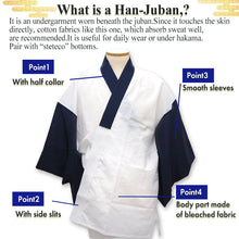 將圖片載入圖庫檢視器 Men&#39;s Kimono Underwear Han-Juban, Traditional Japanese Kimono Innerwear, Cotton Takashima Sarashi, Breathable Comfort, Navy, Gray, White base
