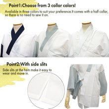將圖片載入圖庫檢視器 Men&#39;s Kimono Underwear 2 piece SET – Japanese Han-juban (Undershirt) &amp; Steteco Pants, Breathable Cotton, Lightweight Yukata/Kimono Innerwear, Traditional Summer Comfort, Navy, Gray, White base
